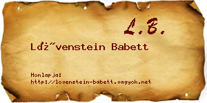 Lövenstein Babett névjegykártya